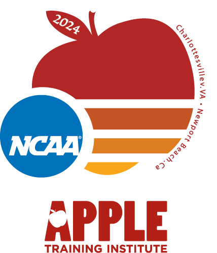 Apple sliced horizontally with 2024 on the leaf and the NCAA disc logo